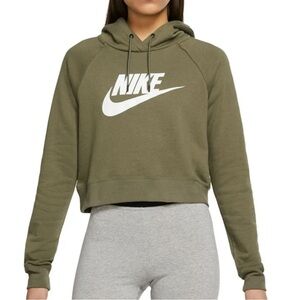 Nike women’s sportswear essential cropped hoodie green woman’s size small